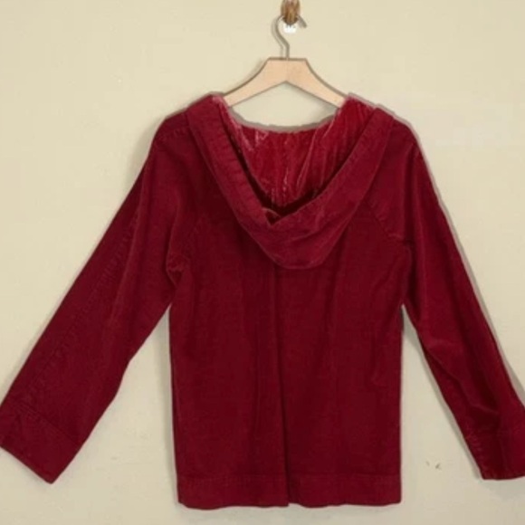 J Jill Hooded Corduroy Tunic Crushed Velvet Hoodie Pockets Holiday Woodland - Picture 2 of 13